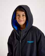 Load image into Gallery viewer, Snuggz Kids Lite Black Changing Robe with Blue Borg