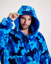 Load image into Gallery viewer, Snuggz Men Original Blue Camo Hooded Blanket