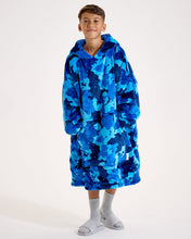 Load image into Gallery viewer, Snuggz Kids Original Blue Camo Hooded Blanket
