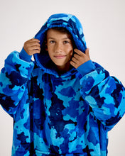 Load image into Gallery viewer, Snuggz Kids Original Blue Camo Hooded Blanket