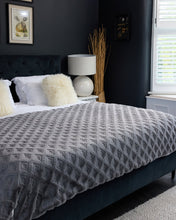 Load image into Gallery viewer, Snuggz Diamond Textured Grey Faux Fur Blanket