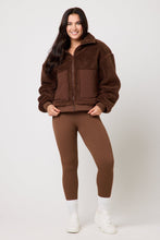 Load image into Gallery viewer, Snuggz Women Chocolate Brown Borg Bomber Jacket
