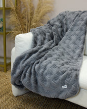 Load image into Gallery viewer, Snuggz Diamond Textured Grey Faux Fur Blanket