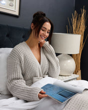 Load image into Gallery viewer, Snuggz Women Neutral Soft Textured Feather Yarn Dressing Gown