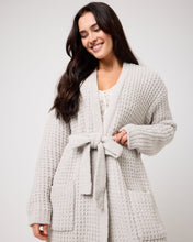 Load image into Gallery viewer, Snuggz Women Neutral Soft Textured Feather Yarn Dressing Gown
