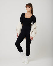 Load image into Gallery viewer, Snuggz Fit Ribbed Long Sleeve Black Seamless Bodysuit