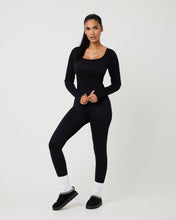 Load image into Gallery viewer, Snuggz Fit Ribbed Long Sleeve Black Seamless Bodysuit