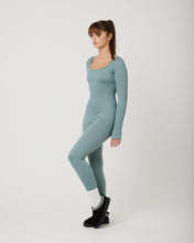Load image into Gallery viewer, SnuggzFit Ribbed Long Sleeve Green Seamless Jumpsuit
