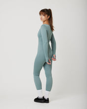 Load image into Gallery viewer, SnuggzFit Ribbed Long Sleeve Green Seamless Jumpsuit