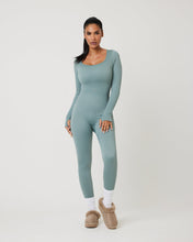 Load image into Gallery viewer, SnuggzFit Ribbed Long Sleeve Green Seamless Jumpsuit