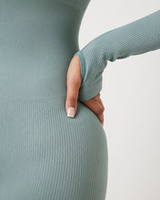 Load image into Gallery viewer, SnuggzFit Ribbed Long Sleeve Green Seamless Jumpsuit