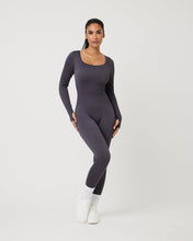 Load image into Gallery viewer, SnuggzFit Ribbed Long Sleeve Green Seamless Jumpsuit