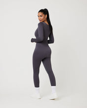 Load image into Gallery viewer, SnuggzFit Ribbed Long Sleeve Green Seamless Jumpsuit