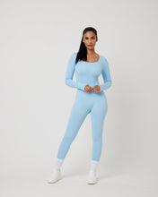 Load image into Gallery viewer, SnuggzFit Ribbed Long Sleeve Green Seamless Jumpsuit