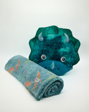Load image into Gallery viewer, Snuggz Kids Dino 2 in 1 Cushion &amp; Glow-in-the-Dark Blanket
