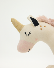 Load image into Gallery viewer, Snuggz Knitted Unicorn Toy &amp; Cotton Baby Blanket Set
