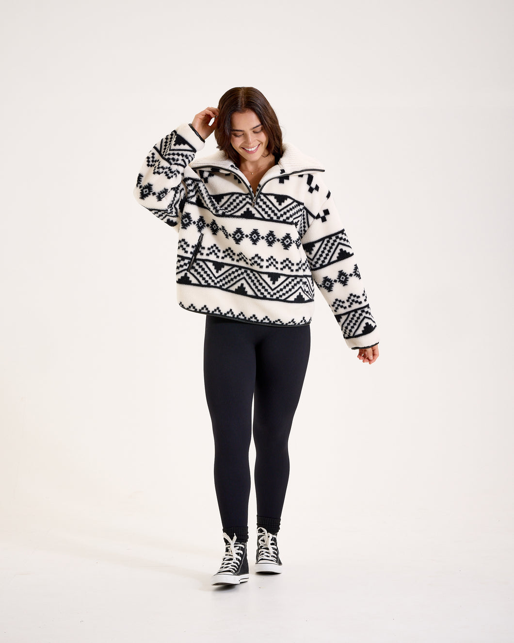 Snuggz Ladies Aztec Half Zip Borg Sweatshirt