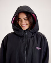 Load image into Gallery viewer, Snuggz Women Lite Black Changing Robe with Pink Borg
