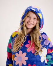 Load image into Gallery viewer, Snuggz Kids Original Blue Flower Power Hooded Blanket
