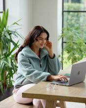 Load image into Gallery viewer, Snuggz Ladies Green Half Zip Borg Sweatshirt
