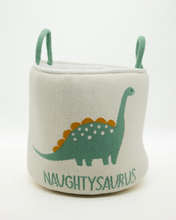 Load image into Gallery viewer, Snuggz Knitted Naughtysaurus Dinosaur Storage Basket - Large

