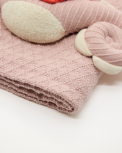 Load image into Gallery viewer, Snuggz Knitted Seahorse Toy &amp; Cotton Baby Blanket Set
