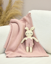 Load image into Gallery viewer, Snuggz Knitted Pink Bunny Toy &amp; Cotton Baby Blanket Set
