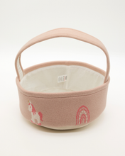 Load image into Gallery viewer, Snuggz Knitted Pink Unicorn &amp; Rainbow Storage Basket - Small
