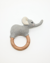 Load image into Gallery viewer, Snuggz Knitted Elephant Ring Rattle Baby Toy
