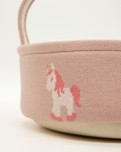 Load image into Gallery viewer, Snuggz Knitted Pink Unicorn &amp; Rainbow Storage Basket - Small
