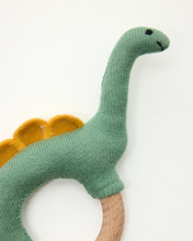 Load image into Gallery viewer, Snuggz Knitted Dinosaur Ring Rattle Baby Toy
