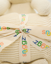 Load image into Gallery viewer, Snuggz Knitted White Bunny Toy &amp; Cotton Baby Blanket Set
