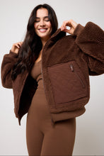 Load image into Gallery viewer, Snuggz Women Chocolate Brown Borg Bomber Jacket
