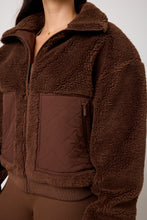 Load image into Gallery viewer, Snuggz Women Chocolate Brown Borg Bomber Jacket
