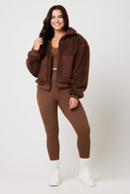 Load image into Gallery viewer, Snuggz Women Chocolate Brown Borg Bomber Jacket
