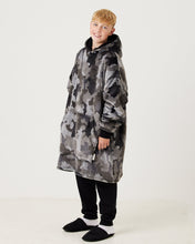 Load image into Gallery viewer, Snuggz Original - Grey Camo Hooded Blanket for Kids
