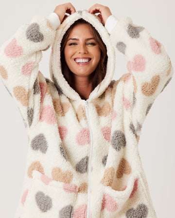 Snuggz Heart Adult Zipped Dressing Gown - Main Image