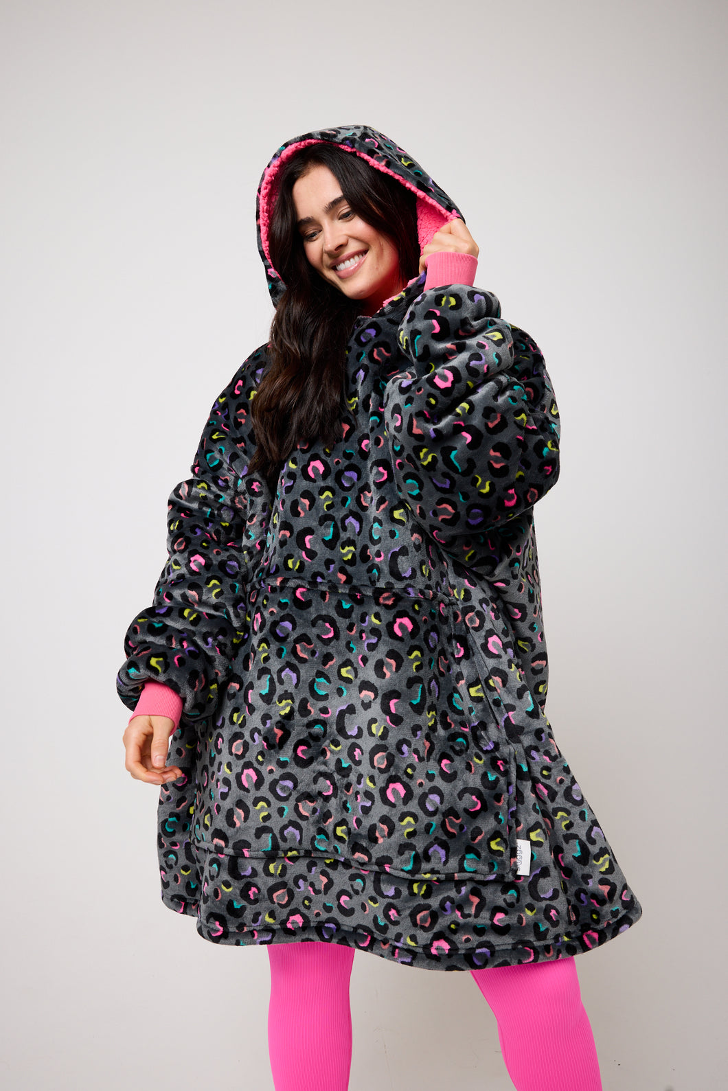 Snuggz Women Original Leopard Print Hooded Blanket.