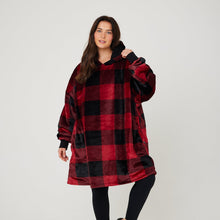 Load image into Gallery viewer, Snuggz Original - Tartan Red Check Hooded Blanket for Kids
