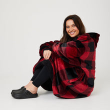 Load image into Gallery viewer, Snuggz Original - Tartan Red Check Hooded Blanket for Kids
