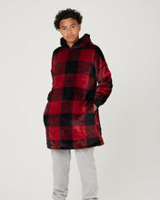 Load image into Gallery viewer, Snuggz Original - Tartan Red Check Hooded Blanket for Kids
