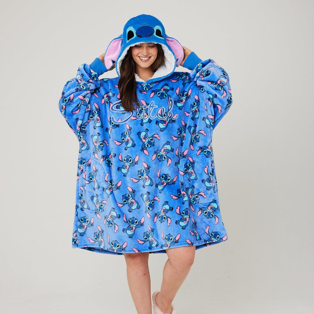 Disney Stitch Snuggz Lite Adult Hooded Blanket