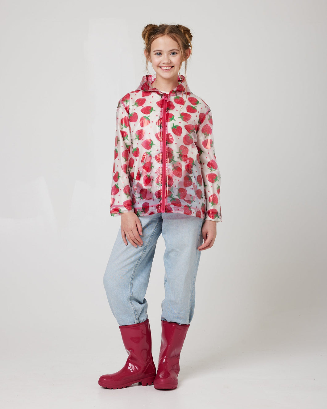 Snuggz Strawberry Transparent Rain Jacket for Kids