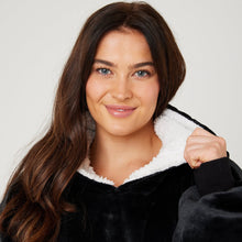 Load image into Gallery viewer, Close up of Adult Black Hooded Blanket hood
