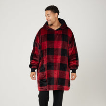 Load image into Gallery viewer, Snuggz Original - Tartan Red Check Adult Hooded Blanket
