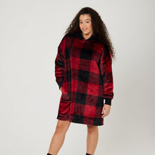 Load image into Gallery viewer, Snuggz Original - Tartan Red Check Hooded Blanket for Kids
