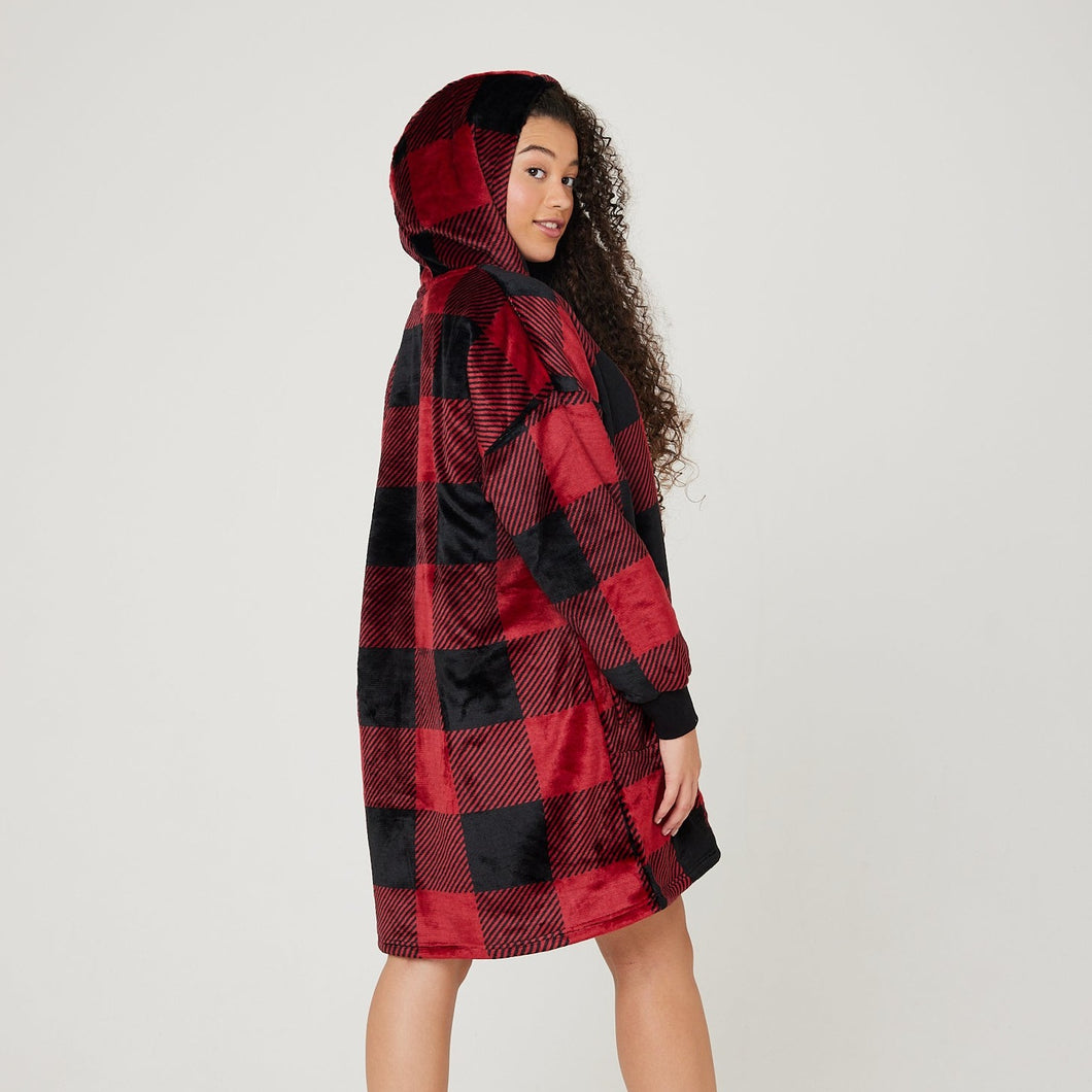 Snuggz Kids Original - Tartan Red Check Hooded Blanket